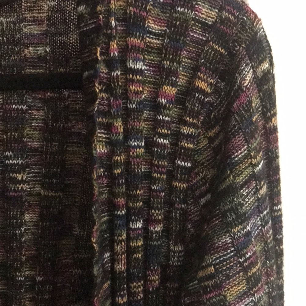 Cable & gauge cardigan multi colored ribbed knit